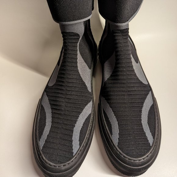 Burberry Knitted Stretch Nylon Sub High-top Sneakers in black and gray - Picture 1 of 9